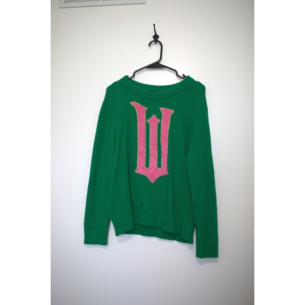Wicked Movie Paul Tazewell Green Pink W Chenille Patch Sweater Small